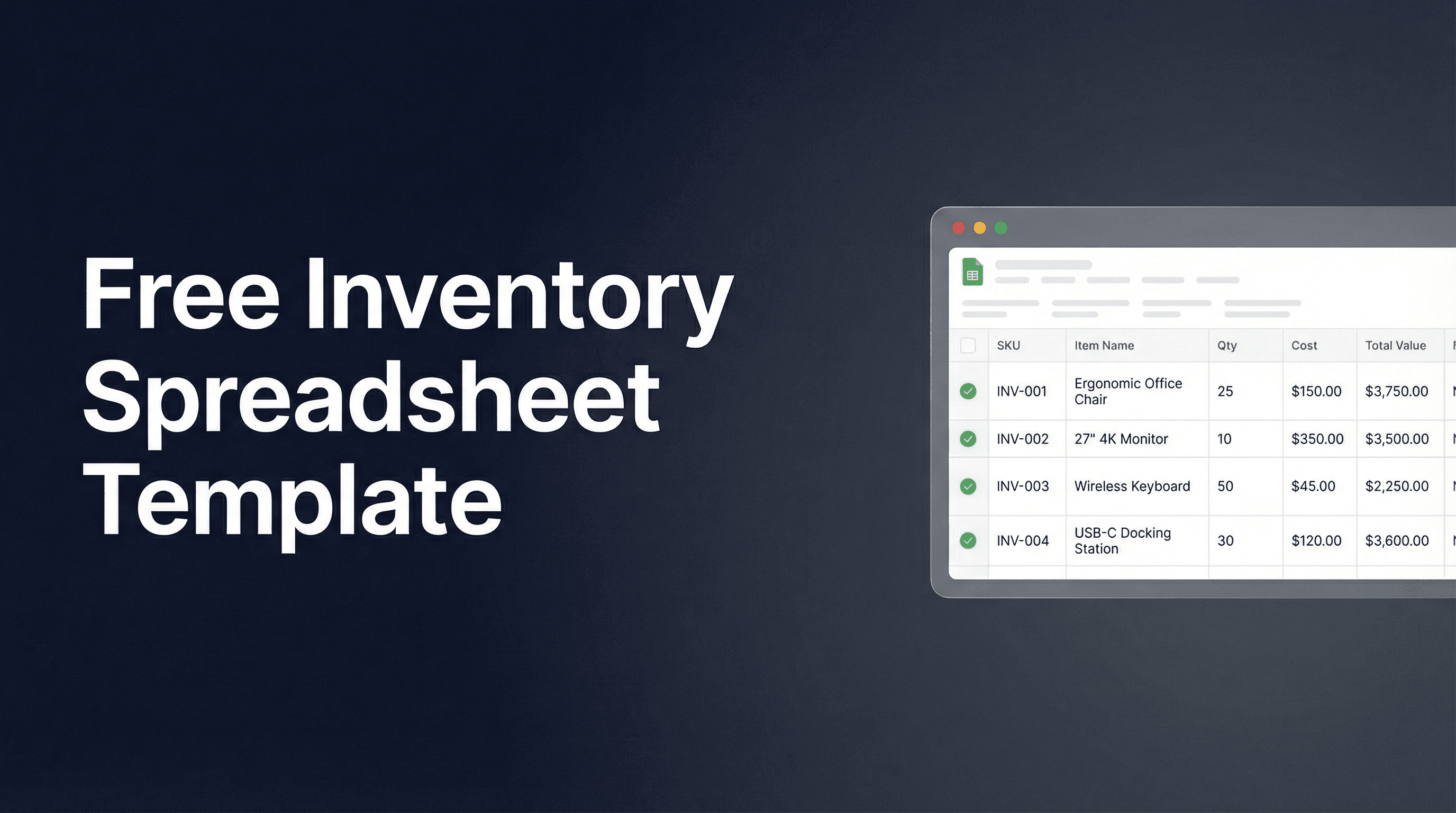 Free Inventory Spreadsheet Template for Google Sheets (2026)