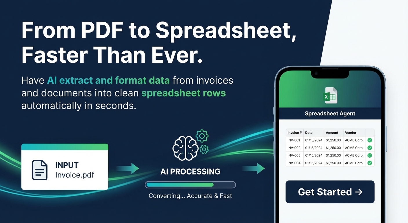 Convert PDFs to Spreadsheet Rows with AI - Fast & Accurate