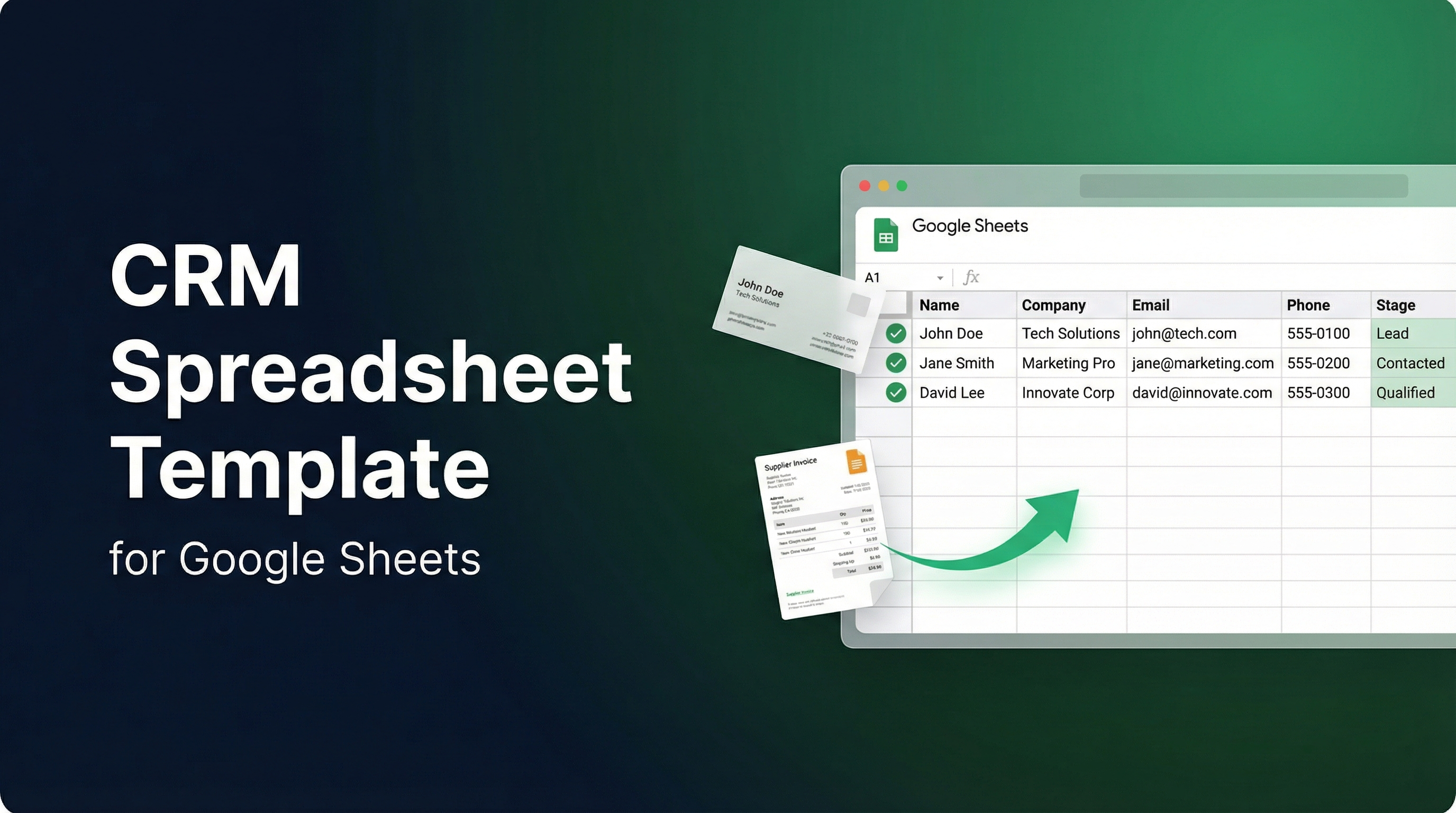Google Sheets CRM Template — auto-fill contacts from business cards and documents