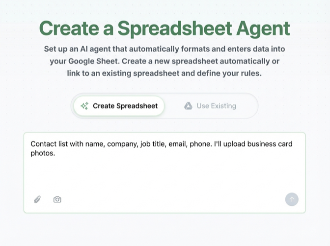 Create a CRM agent in Spreadsheet Agent — paste the prompt and go