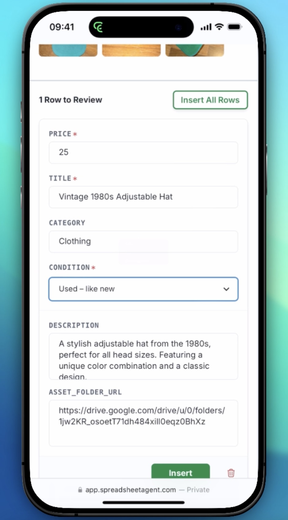 Step 4: Review the AI generated data and insert into the spreadsheet