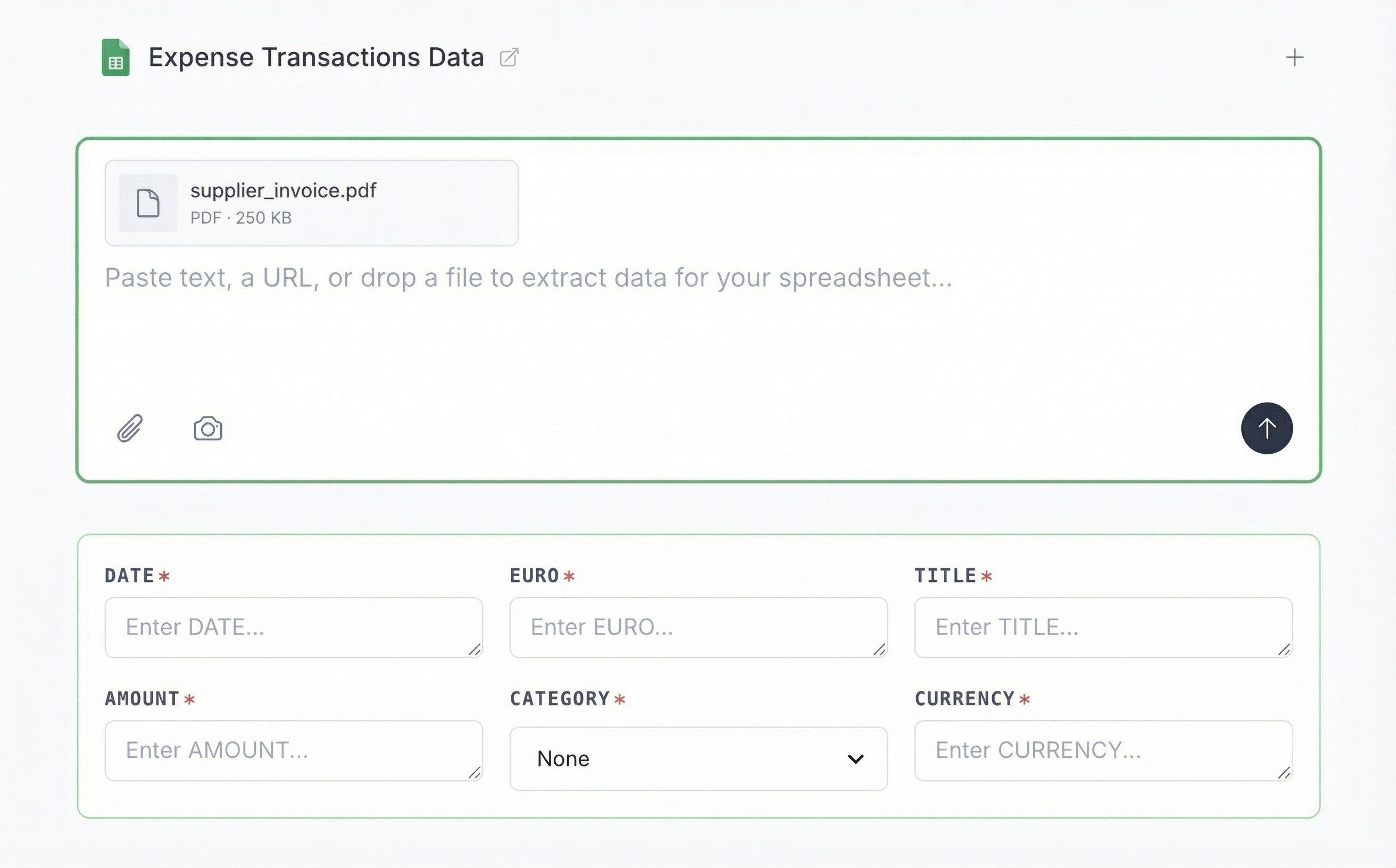 Upload a supplier invoice to extract inventory data