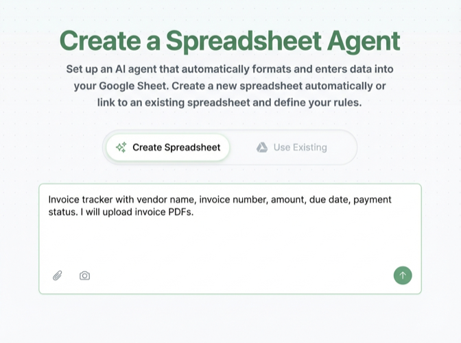 Create invoice tracking agent in Spreadsheet Agent