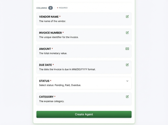 Configure invoice tracking columns