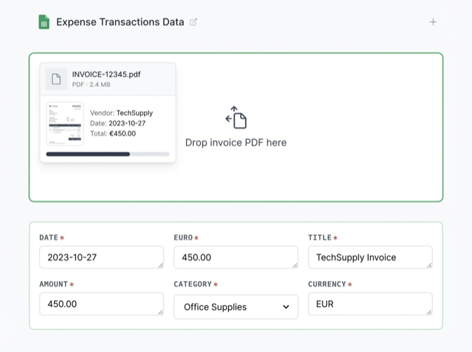 Upload invoice PDF for extraction