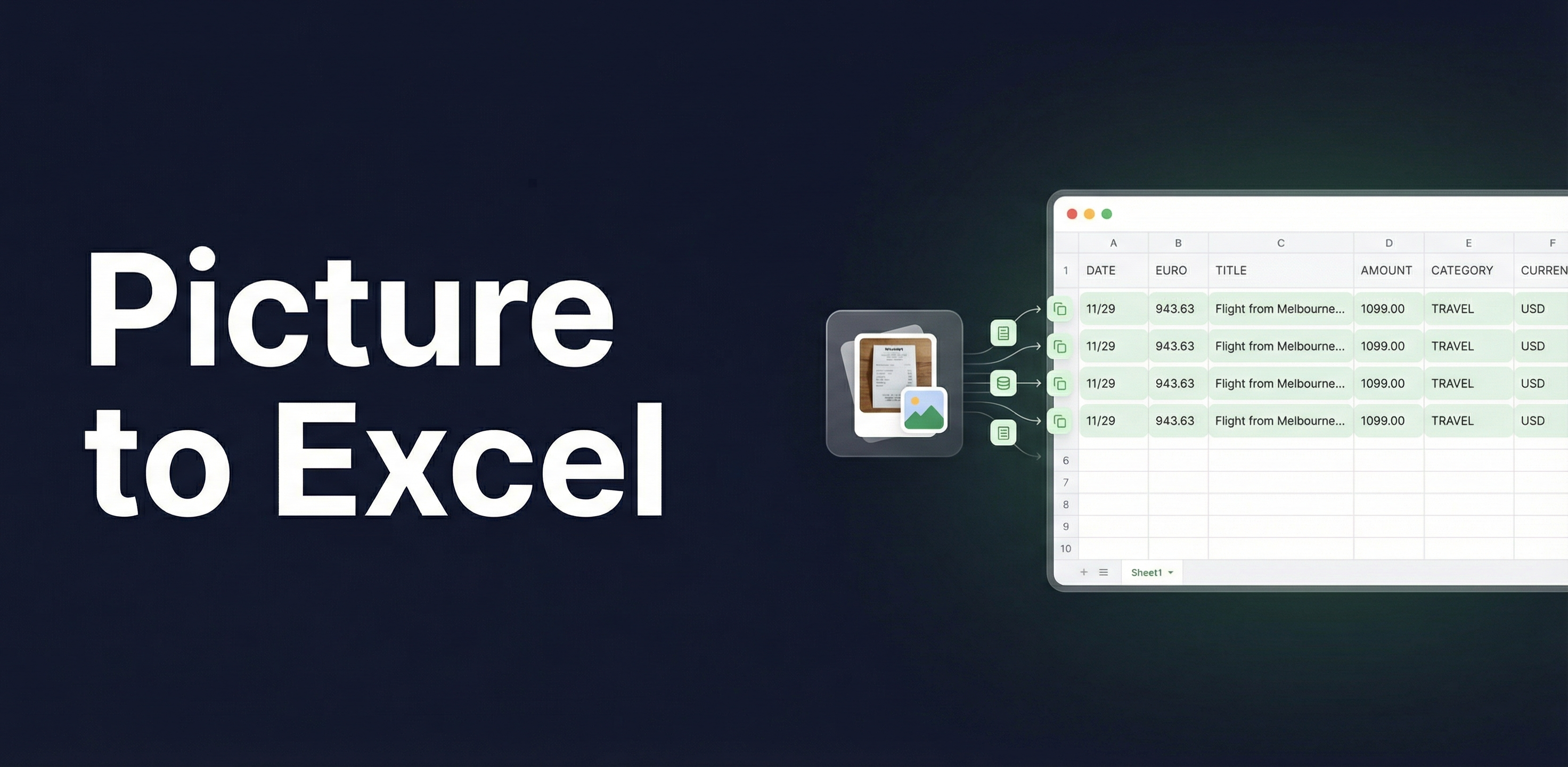 Picture to Excel - convert any image or screenshot to spreadsheet data