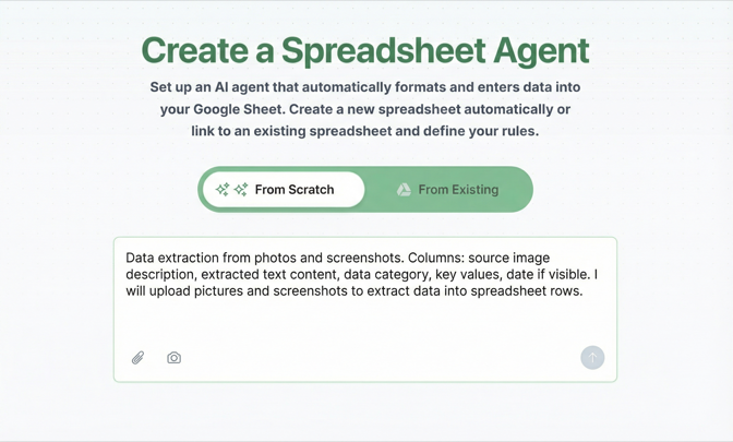 Create an image extraction agent - describe your spreadsheet columns
