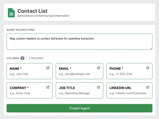 Configure contact columns and extraction rules