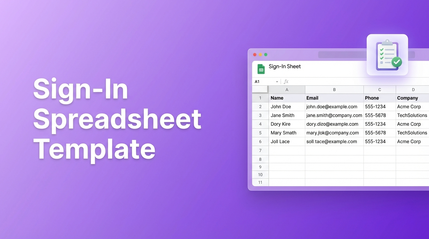 Sign-in spreadsheet template for Google Sheets