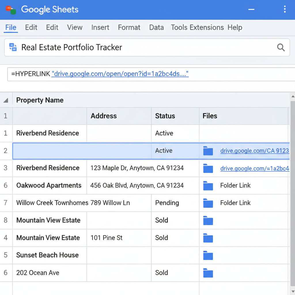 Google Sheet with automatic folder links for each row